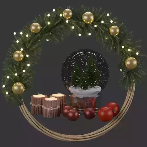 Christmas ball  and wreath