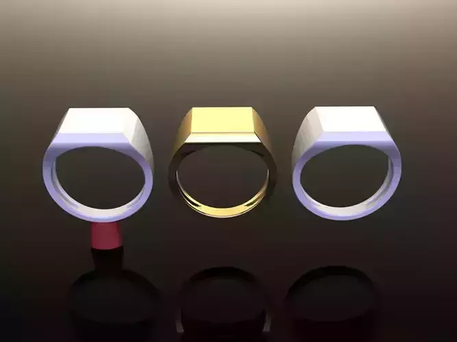 Dainty Narrow Tapper Square Signet Ring Mix Size