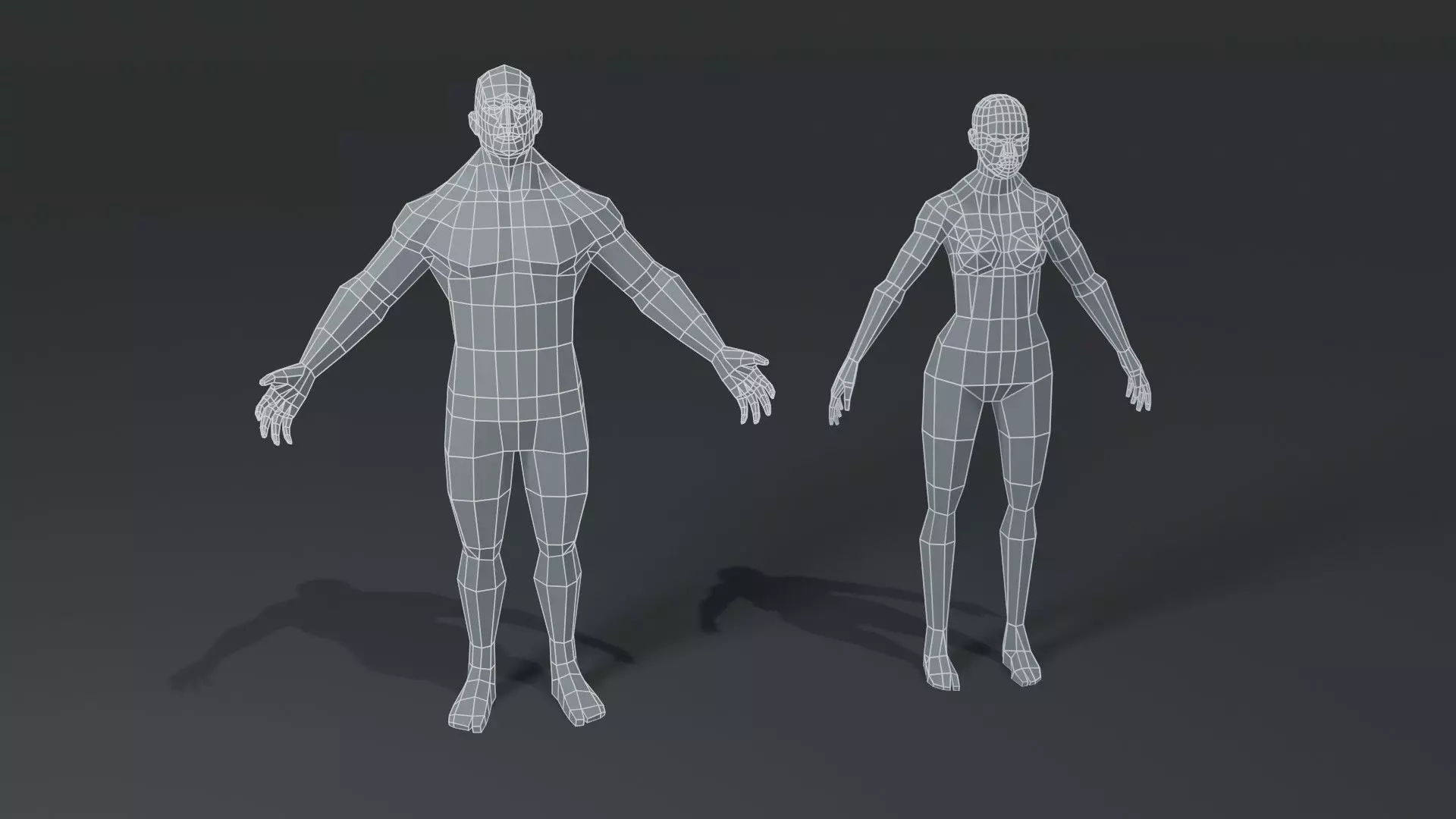 Muscular Human Body Base Mesh Collection 1000 Polygons _0