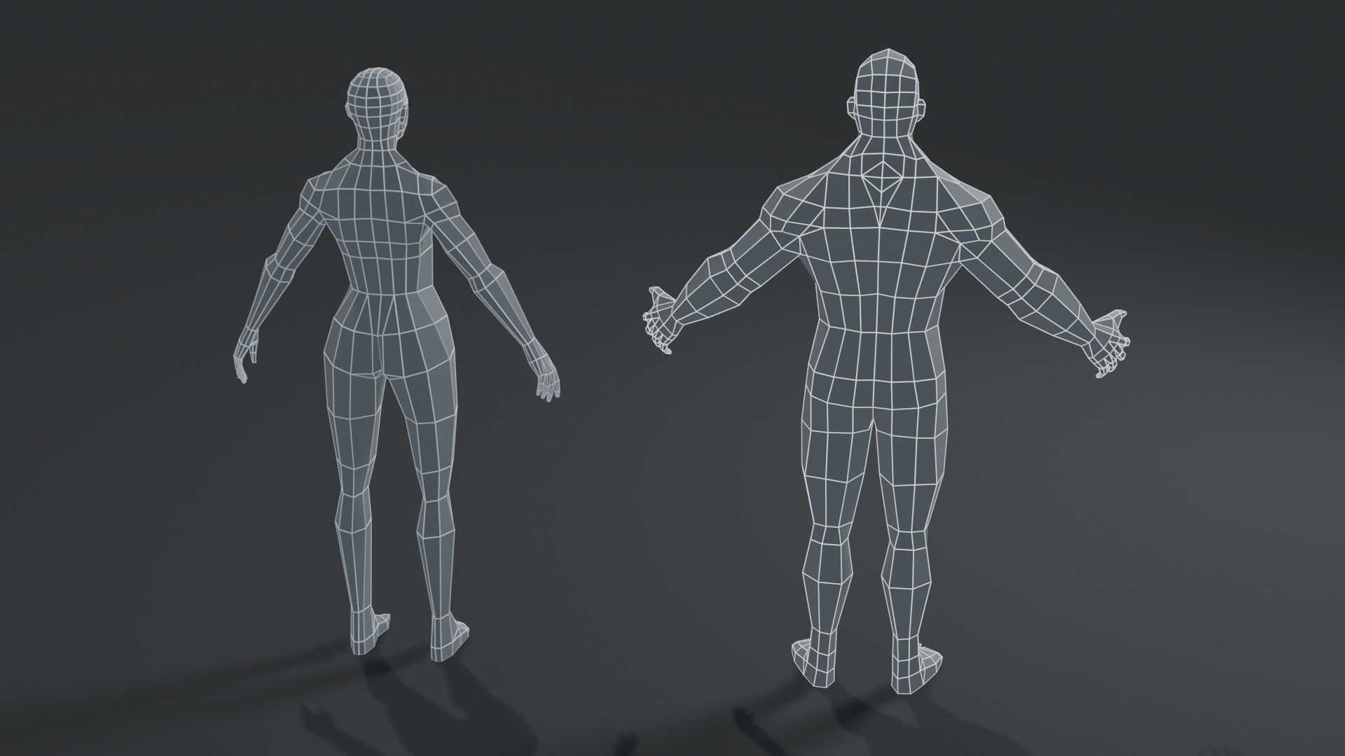 Muscular Human Body Base Mesh Collection 1000 Polygons _10