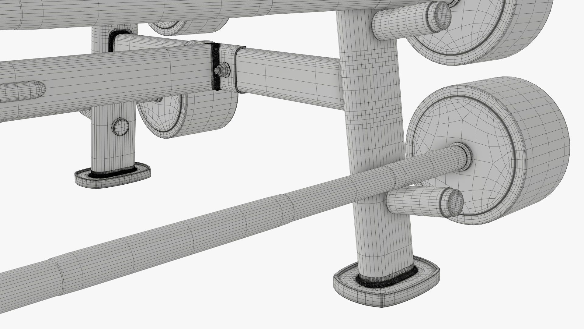 Barbell rubber set on rack 3D model_13