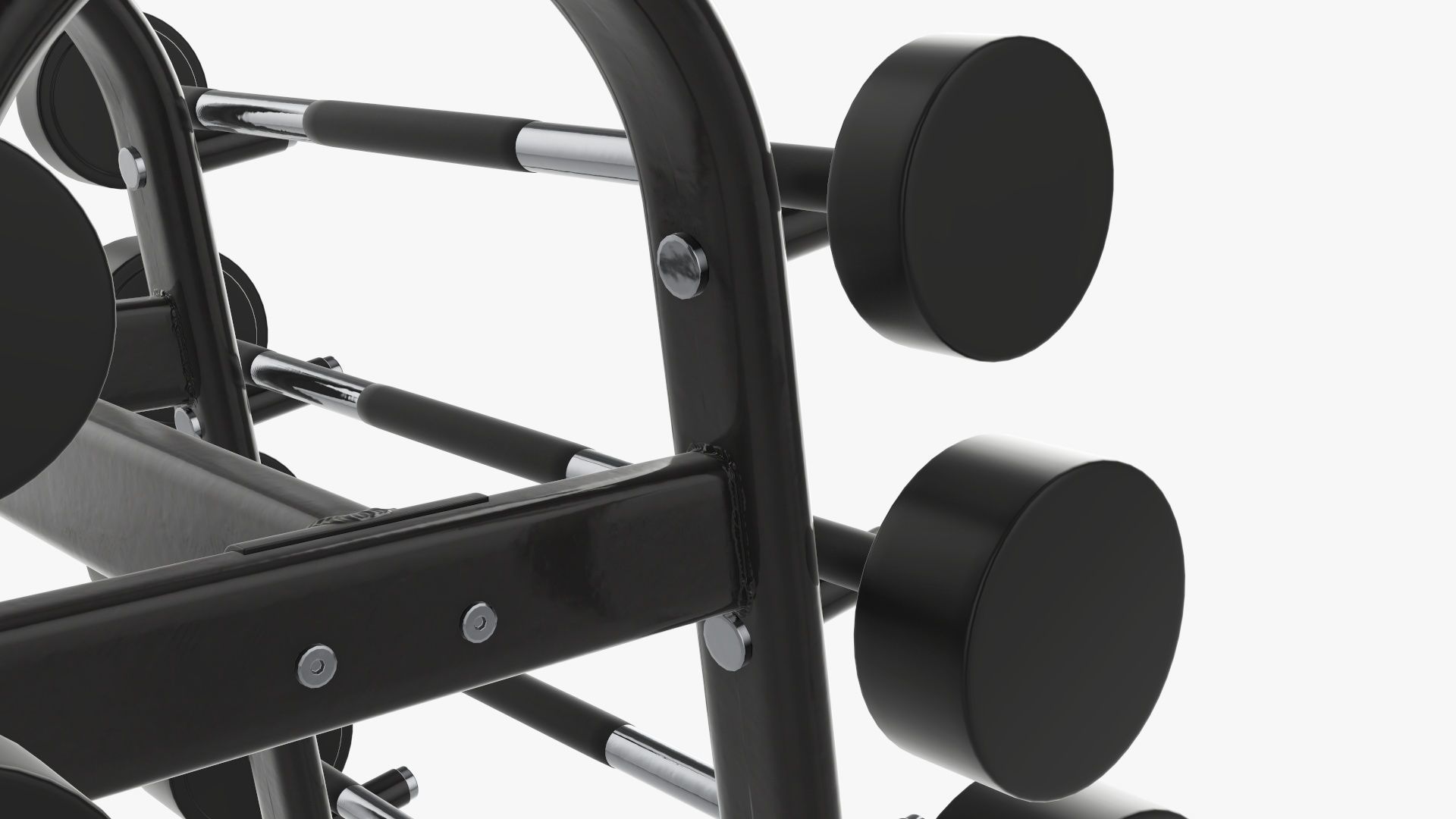 Barbell rubber set on rack 3D model_6