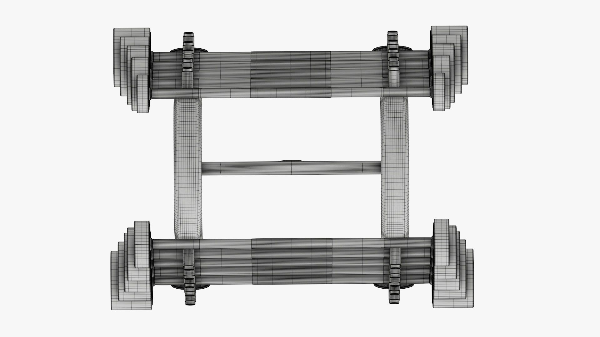 Barbell rubber set on rack 3D model_16