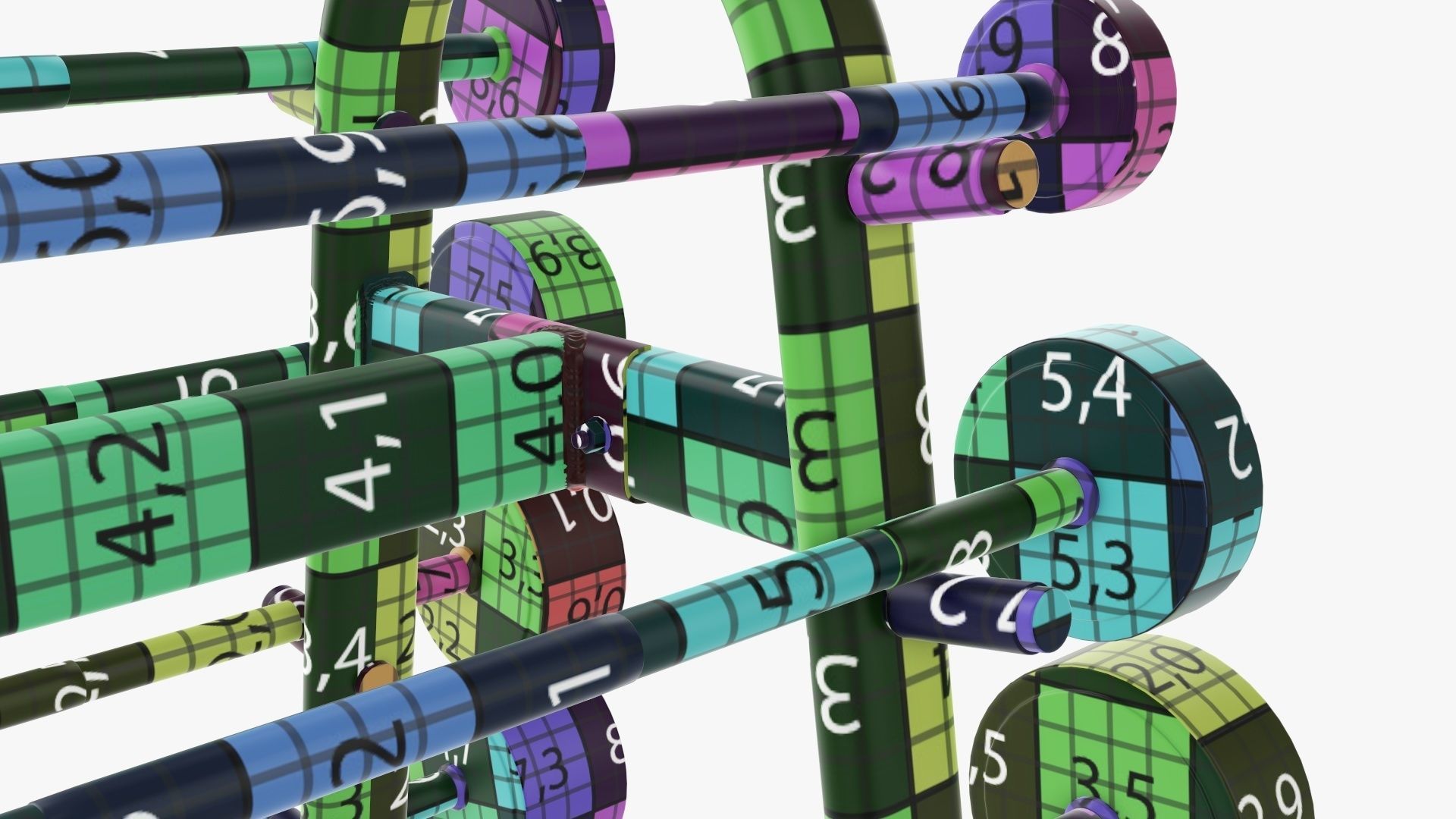 Barbell rubber set on rack 3D model_21