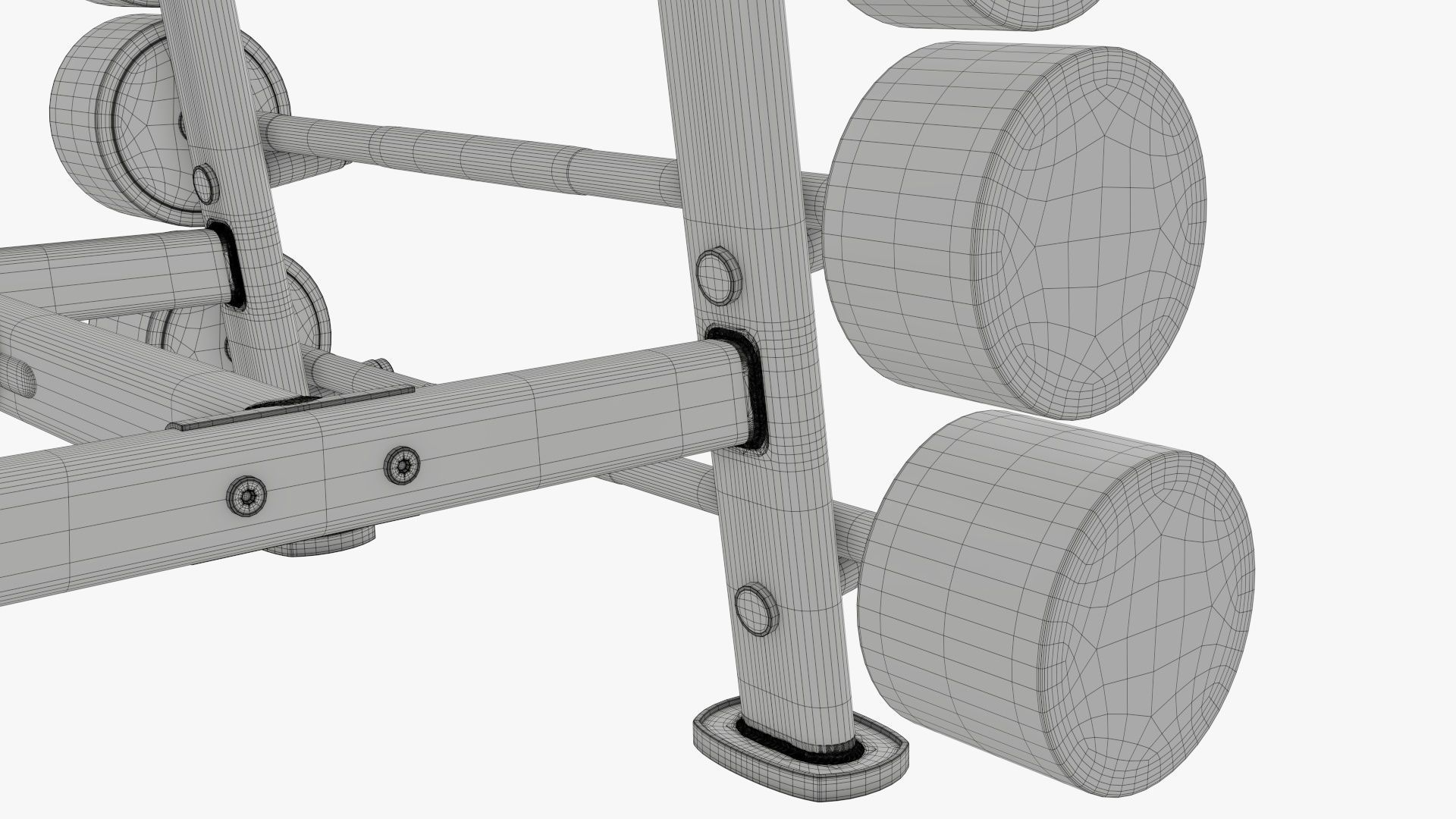 Barbell rubber set on rack 3D model_14