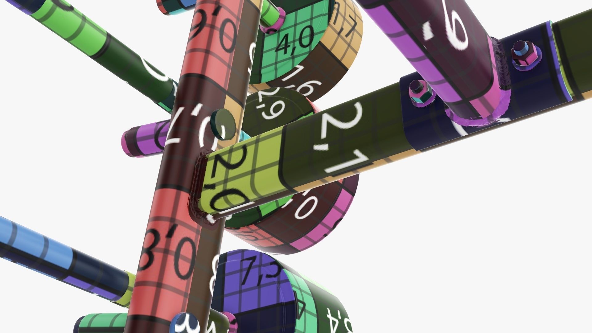 Barbell rubber set on rack 3D model_26