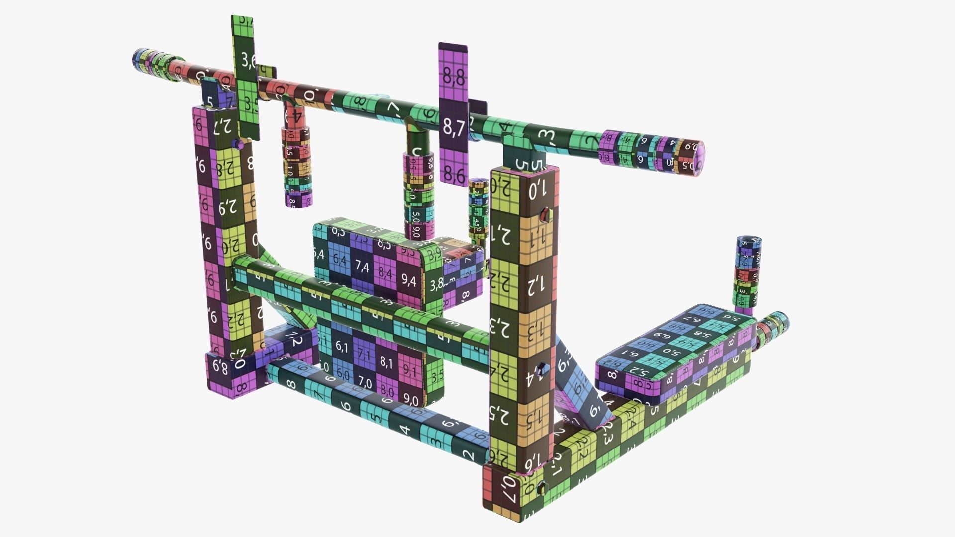 Pull-up bar universal 3D model_17