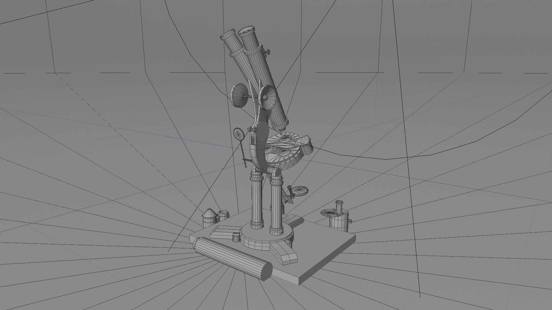 Old British Microscope 3d model Low-poly 3D model_6