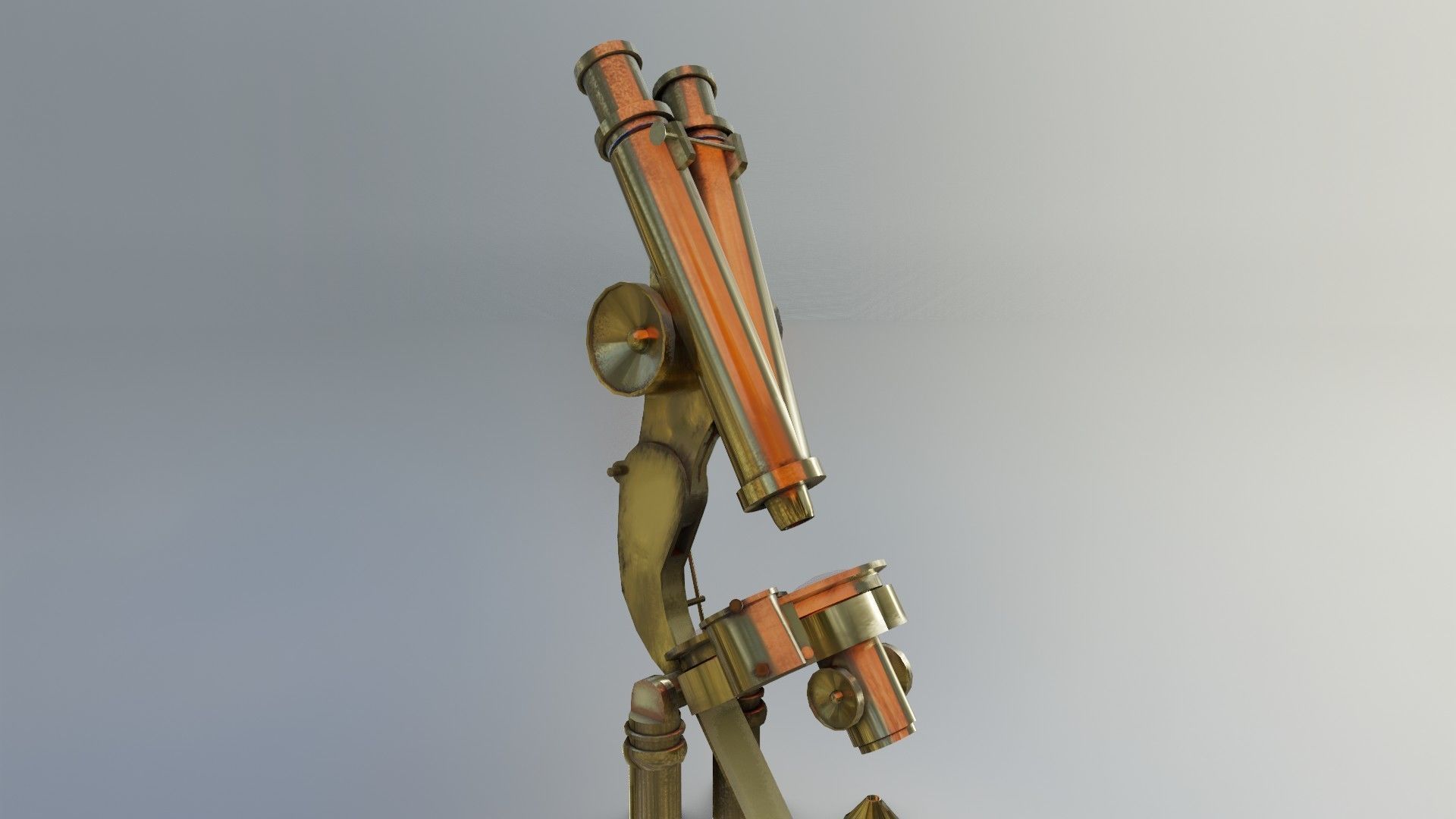 Old British Microscope 3d model Low-poly 3D model_3