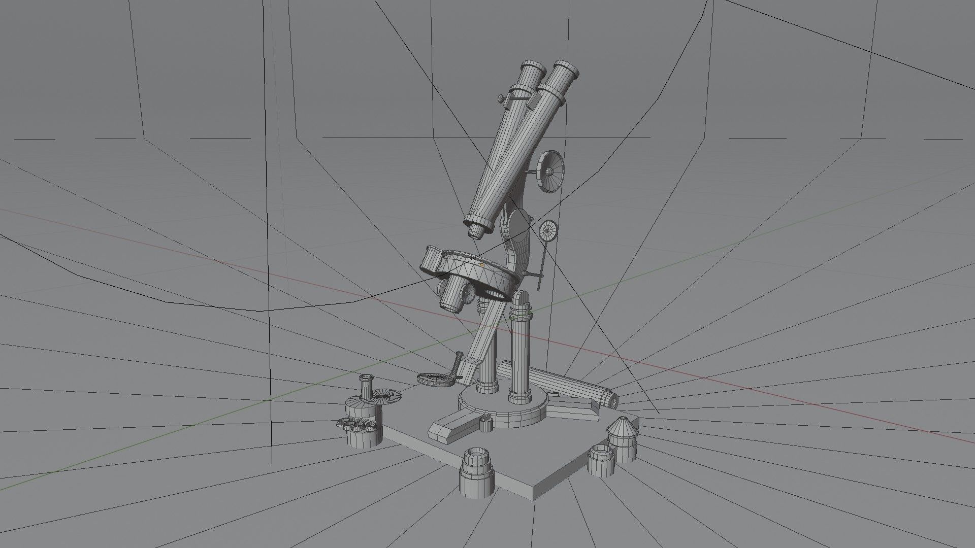 Old British Microscope 3d model Low-poly 3D model_5