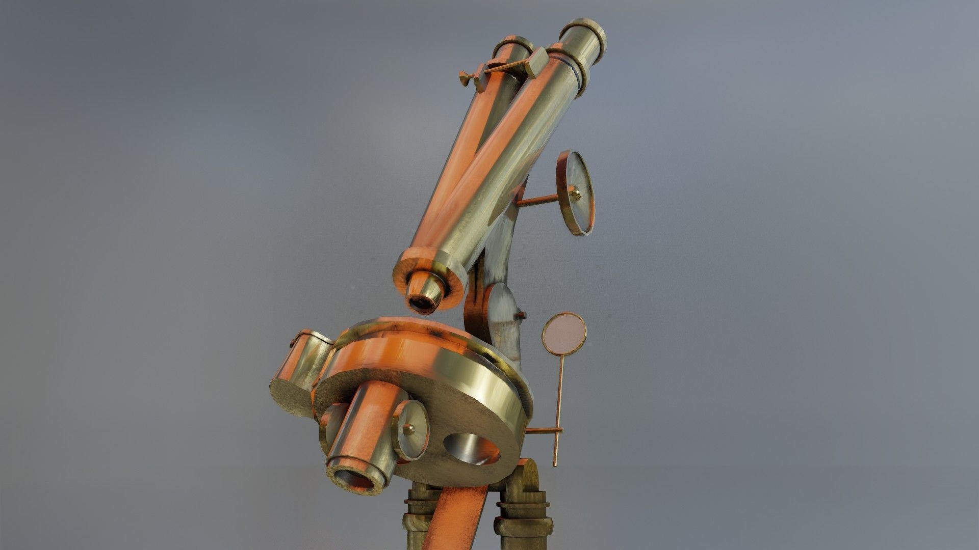 Old British Microscope 3d model Low-poly 3D model_2