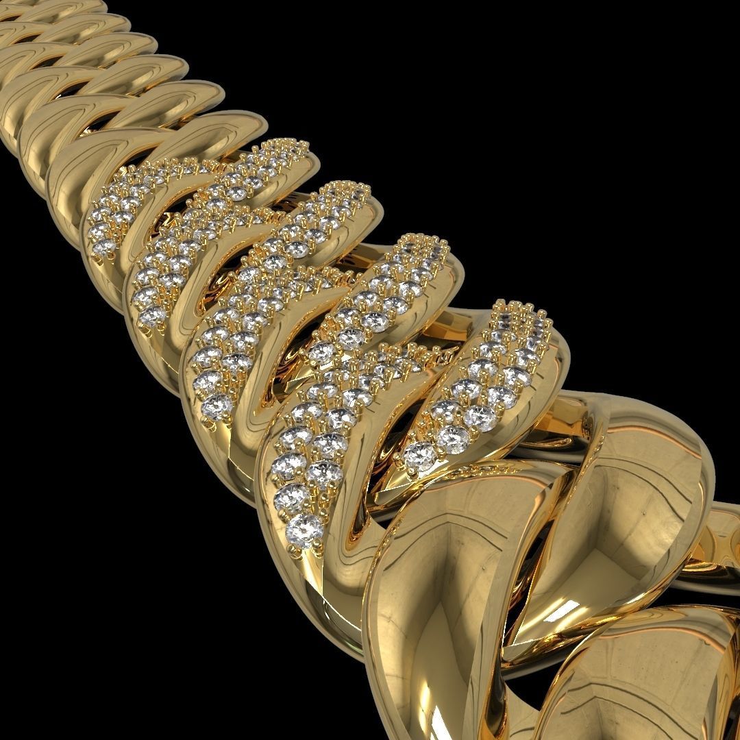 MIAMI CUBAN LINK CHAIN BRACELET OR NECKLACE 3D print model_2