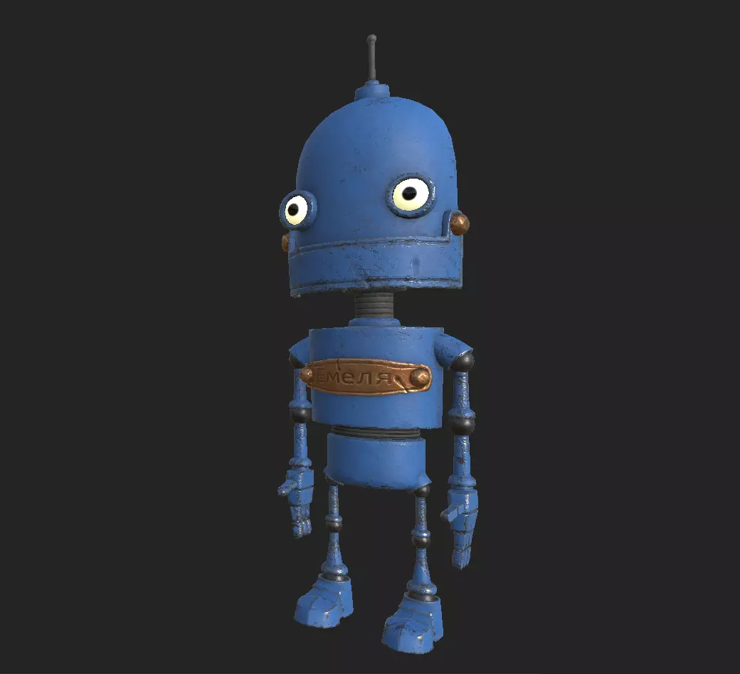 Robot 5 with big eyes Free low-poly 3D model_0