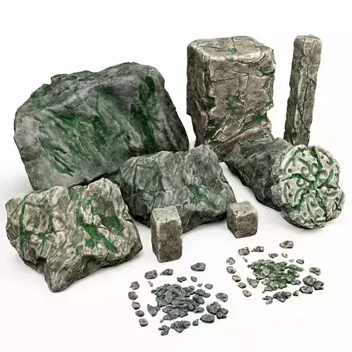 Rock stones cartoon pack 3D model