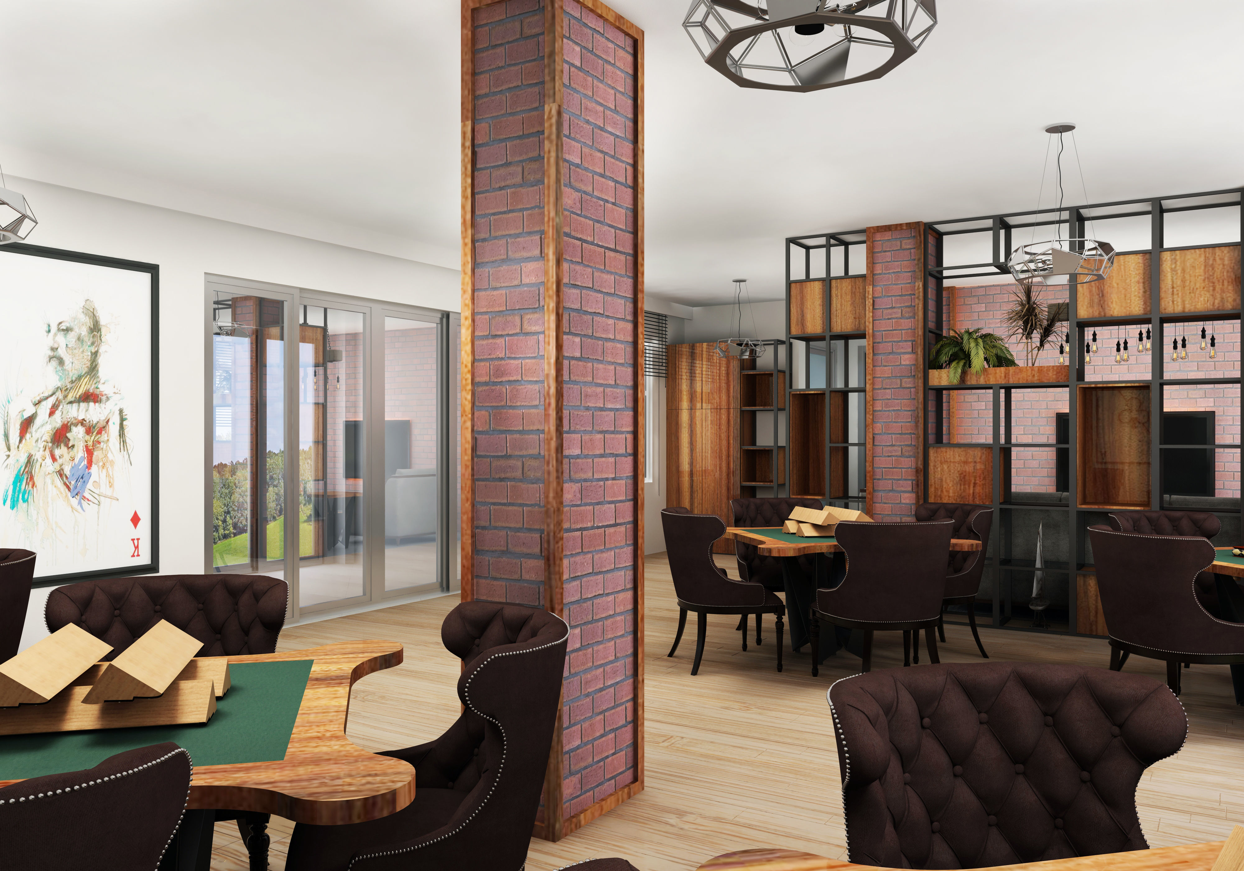 cafeteria interior design of restaurant 3D model_2