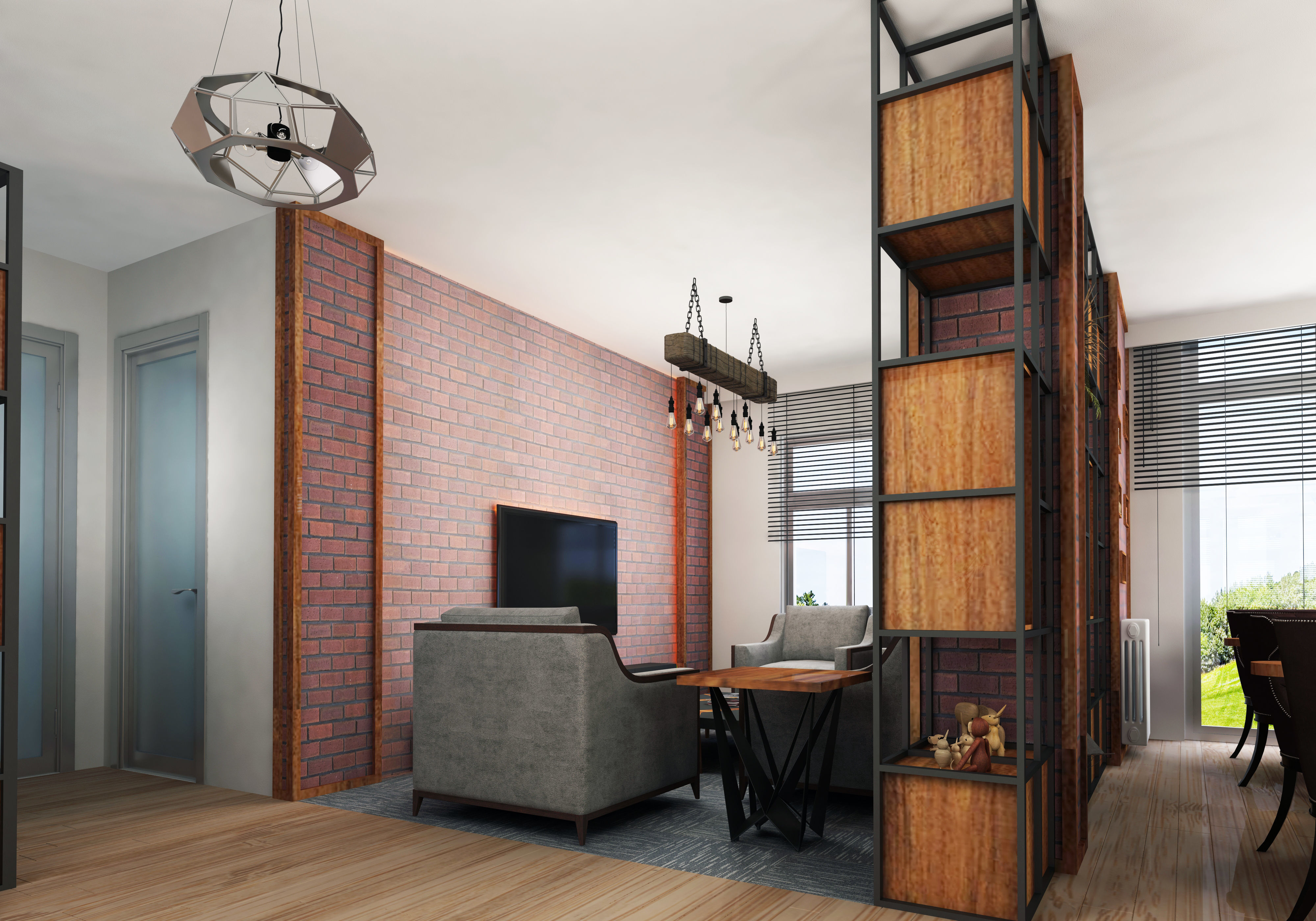 cafeteria interior design of restaurant 3D model_4