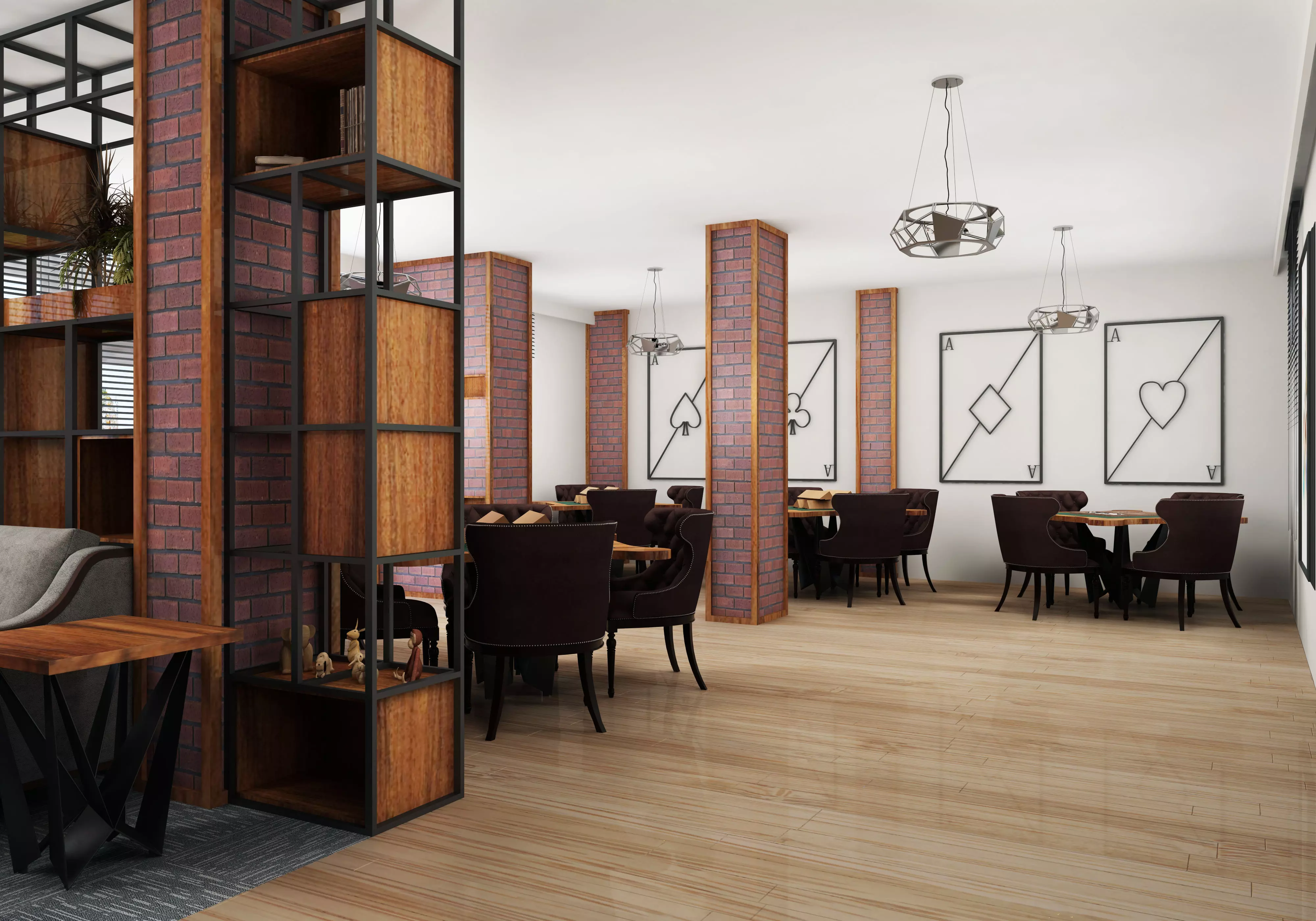 cafeteria interior design of restaurant 3D model_0