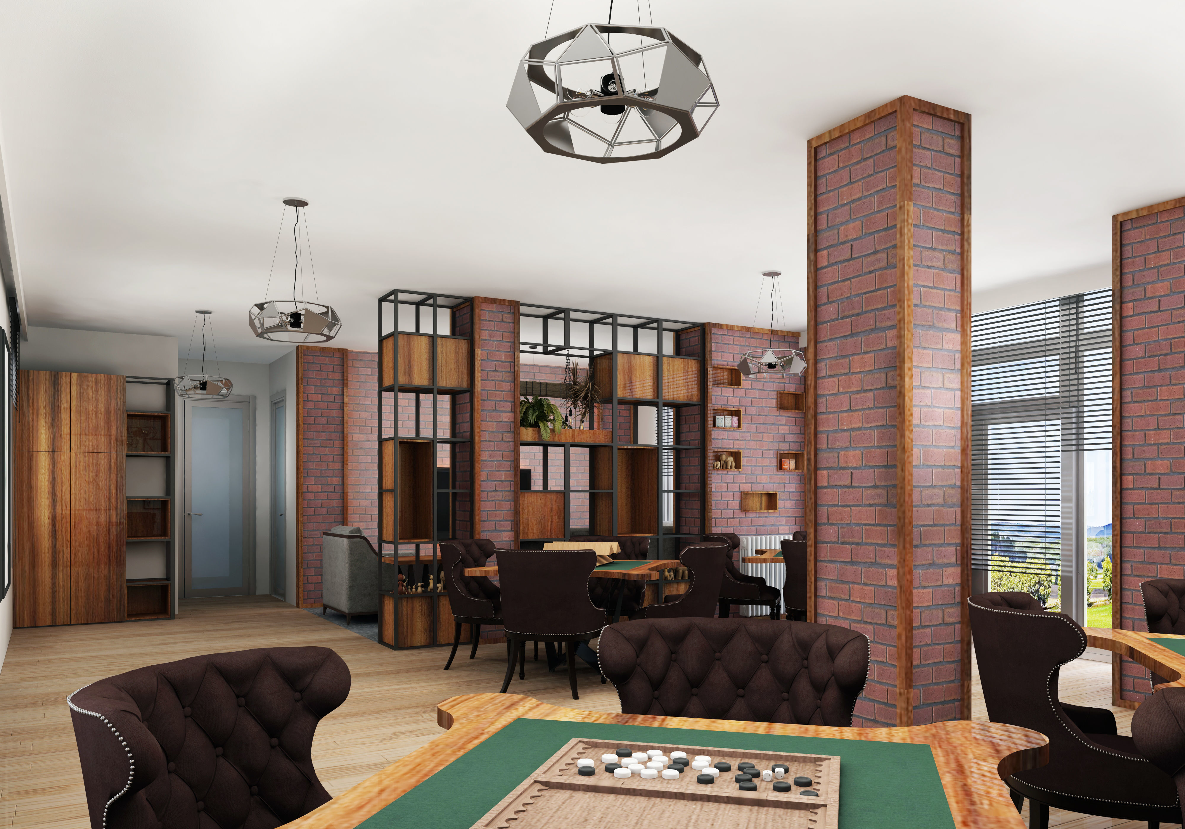 cafeteria interior design of restaurant 3D model_1