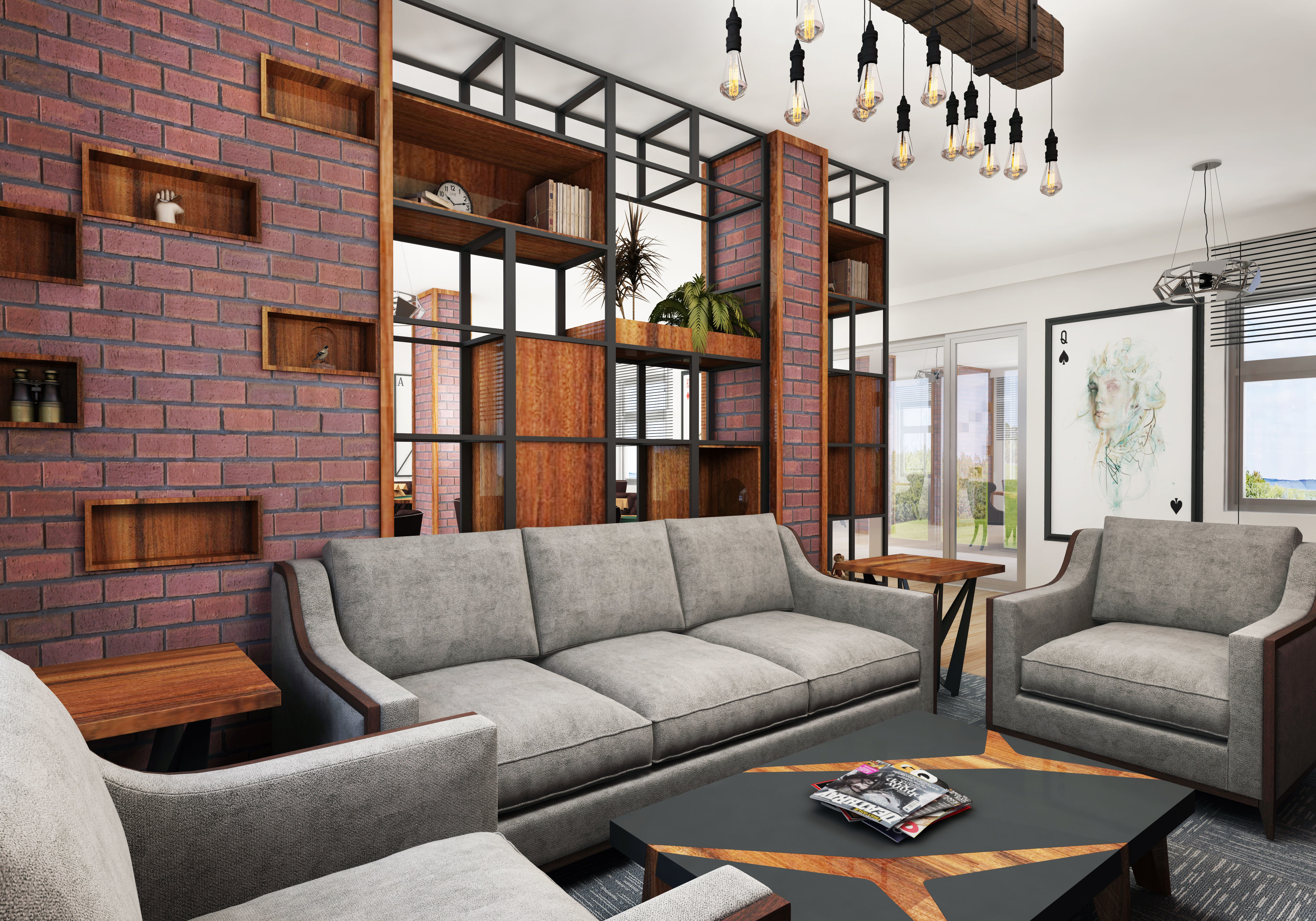 cafeteria interior design of restaurant 3D model_3