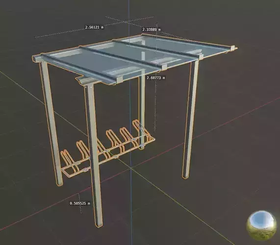 Bicycle Stand 1 Version 10 Glass Roof Low-poly 3D model