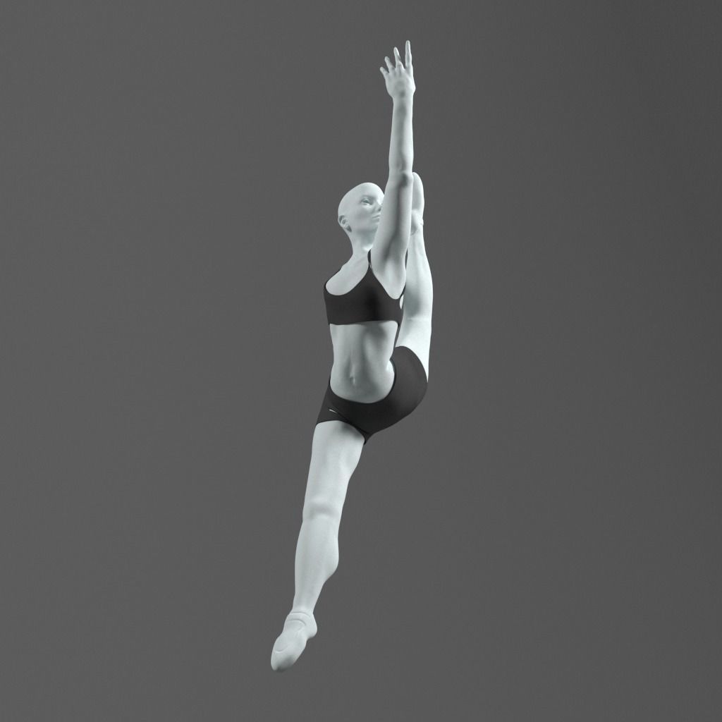 Dance Model female ballet dancer in air 3D model_6
