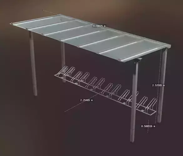 Bicycle Stand 1 Version 11 Glass Roof Low-poly 3D model