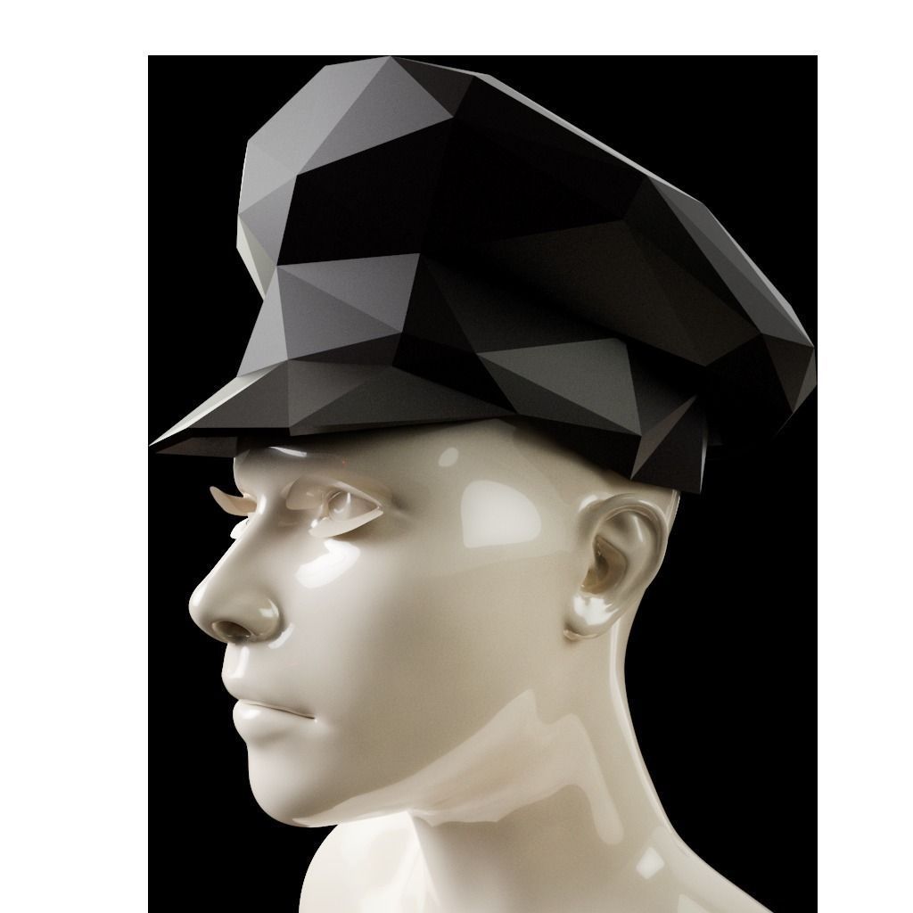 Low Poly Sergeant Hat 3D print model_0