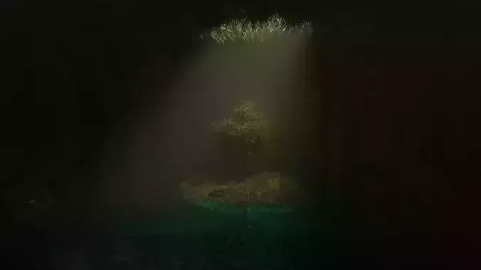 Dark cave with tree 3D model