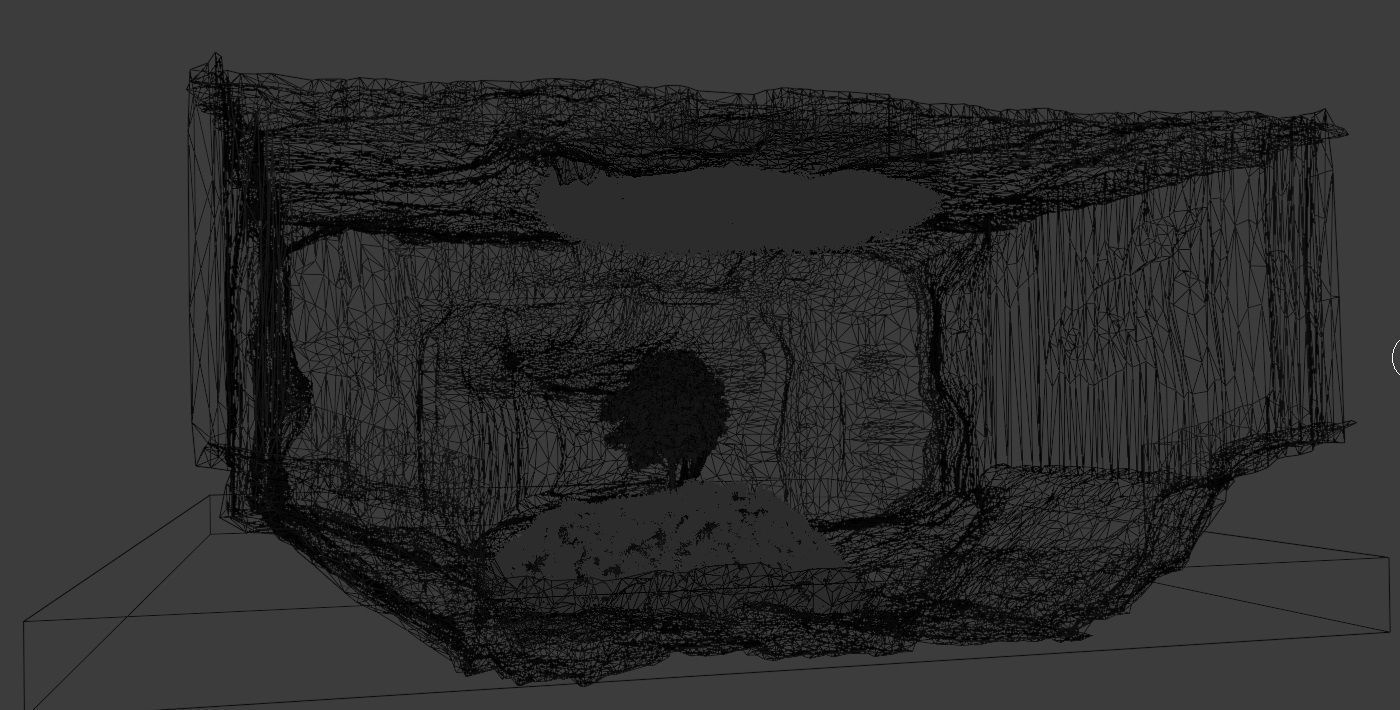 Dark cave with tree 3D model_3
