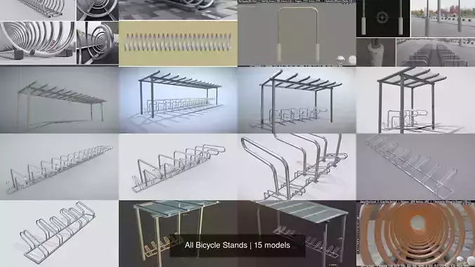 All Bicycle Stands 3D Model Collection