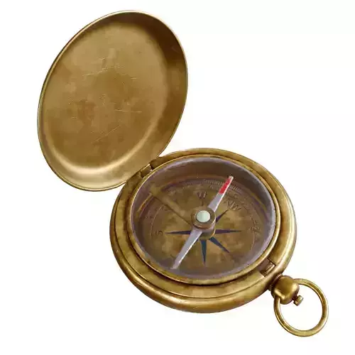 Vintage Brass Compass 4  3D model with PBR textures Low-poly 3D model