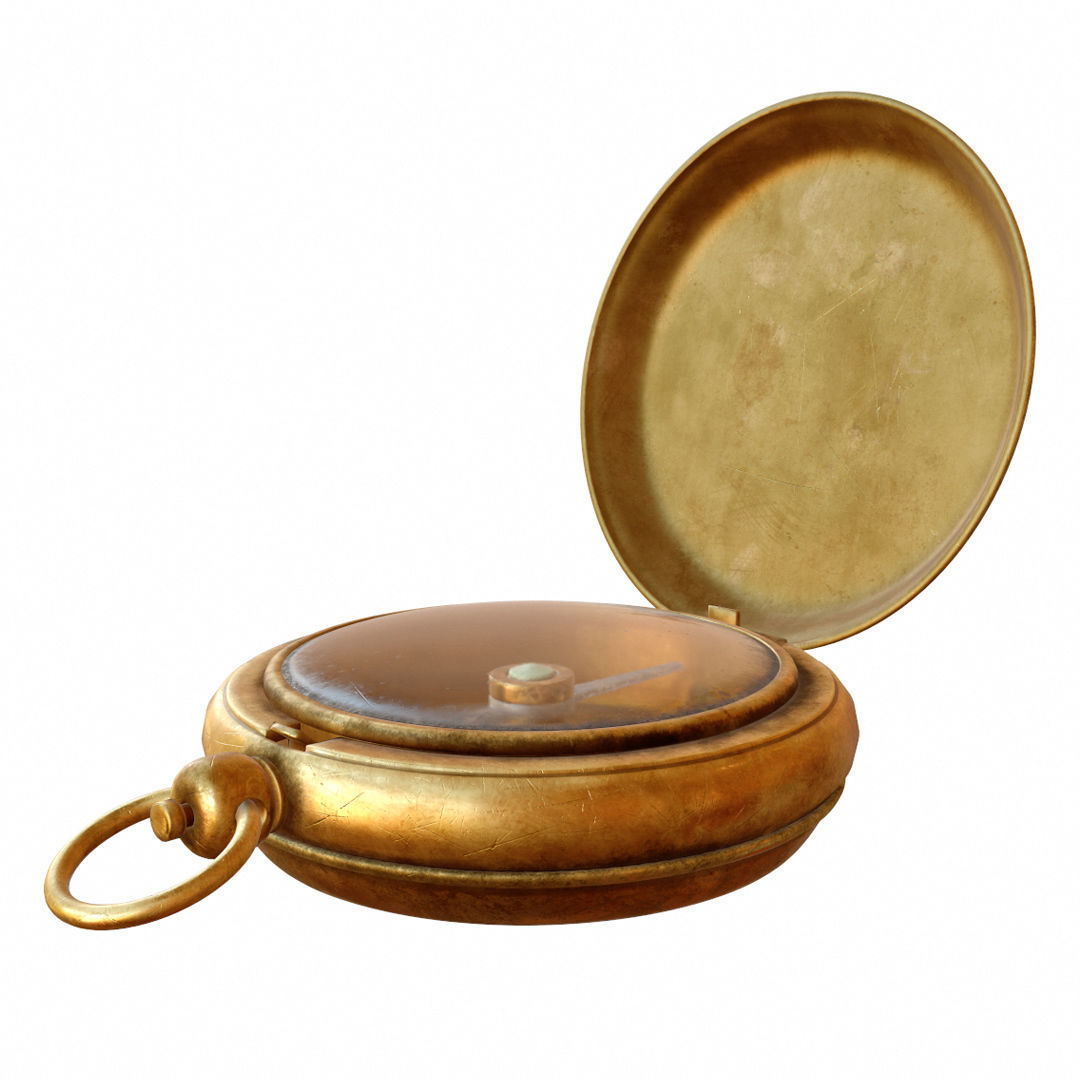Vintage Brass Compass 4  3D model with PBR textures Low-poly 3D model_3