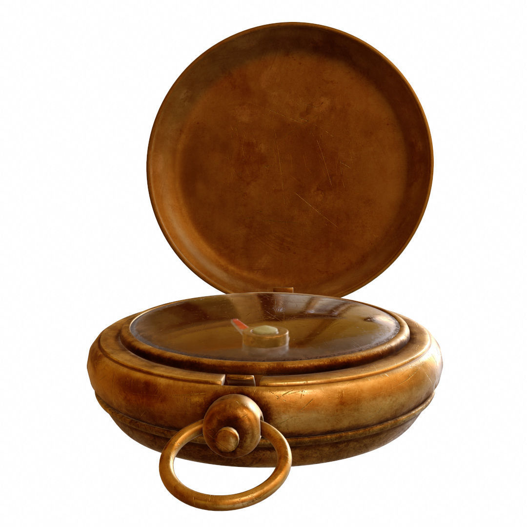 Vintage Brass Compass 4  3D model with PBR textures Low-poly 3D model_9