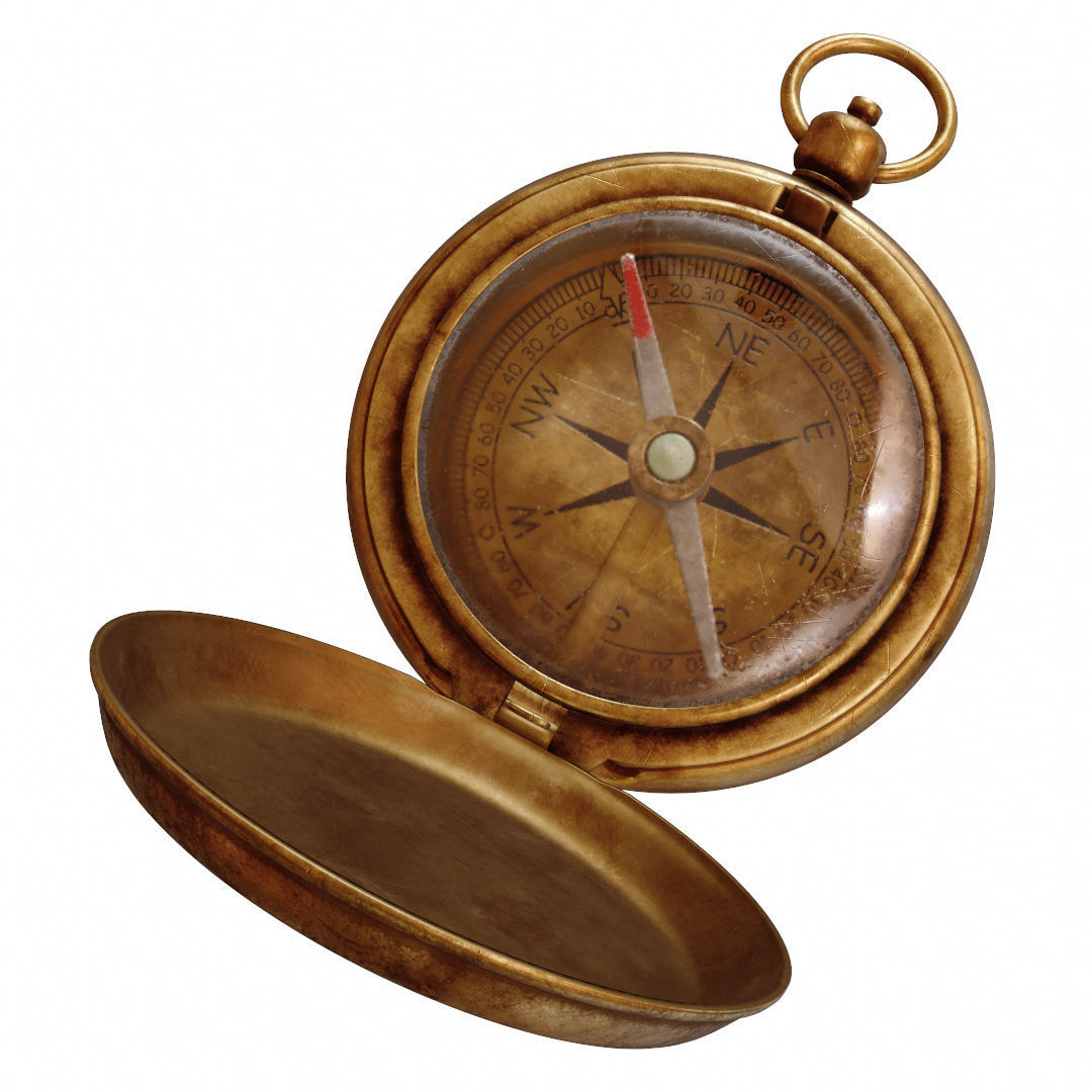 Vintage Brass Compass 4  3D model with PBR textures Low-poly 3D model_10