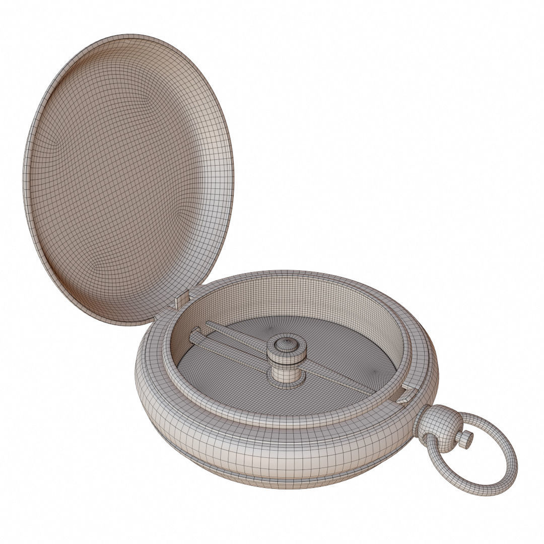 Vintage Brass Compass 4  3D model with PBR textures Low-poly 3D model_19