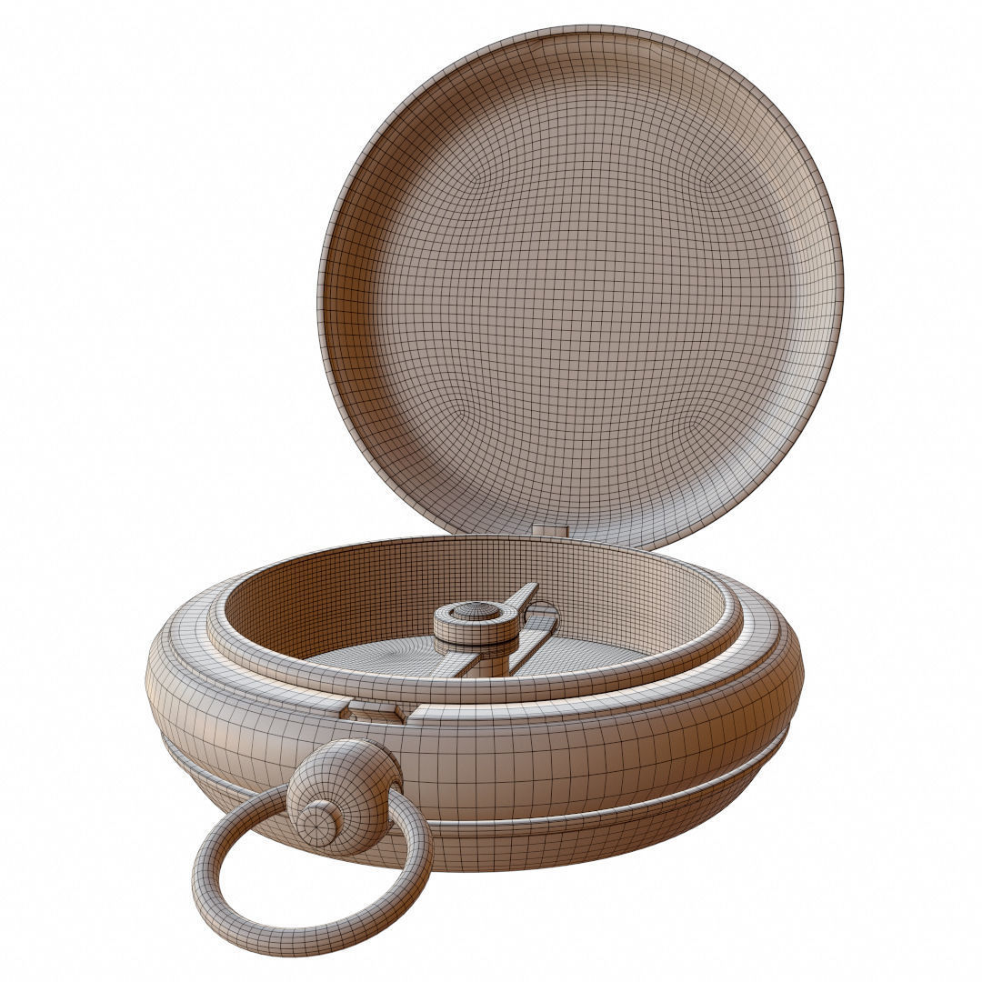 Vintage Brass Compass 4  3D model with PBR textures Low-poly 3D model_20