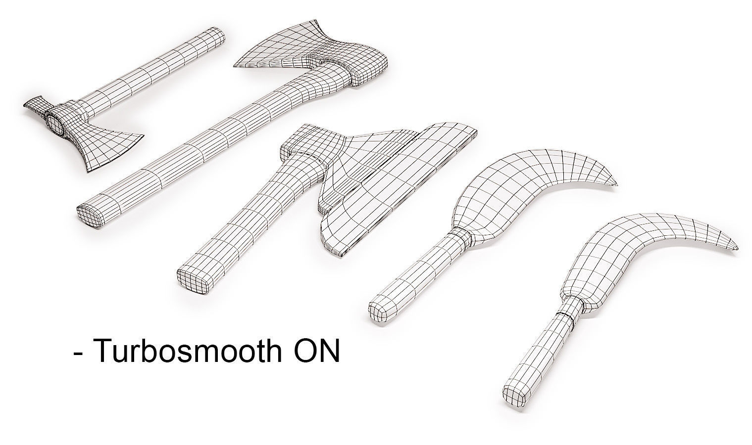 Hatchets set lowpoly 3d model axes and Low-poly 3D model_3