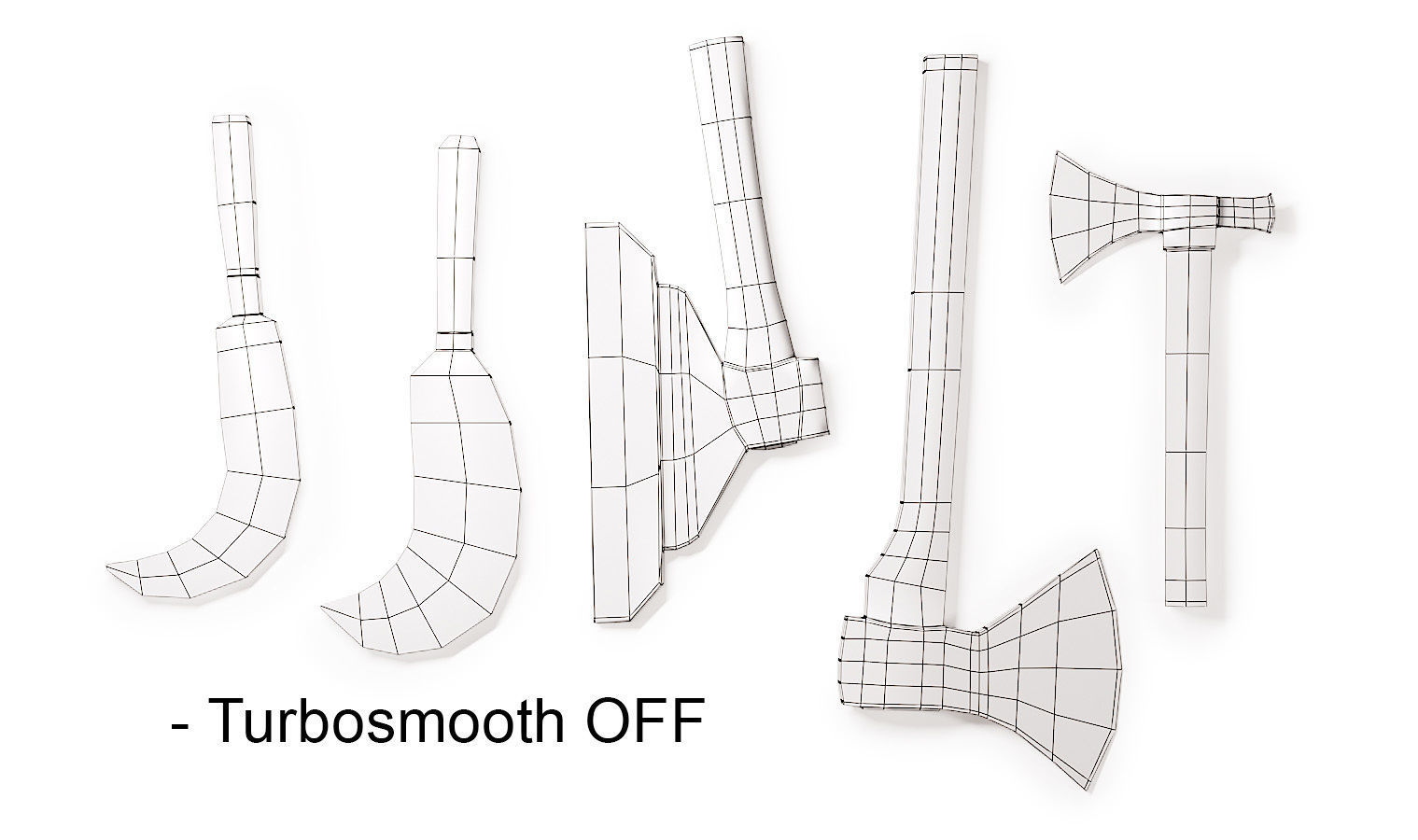 Hatchets set lowpoly 3d model axes and Low-poly 3D model_4