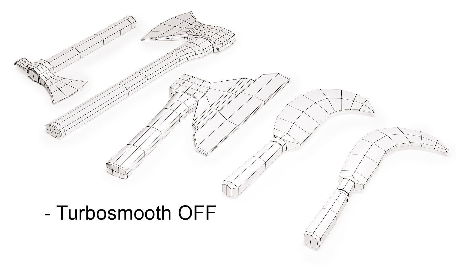 Hatchets set lowpoly 3d model axes and Low-poly 3D model_5
