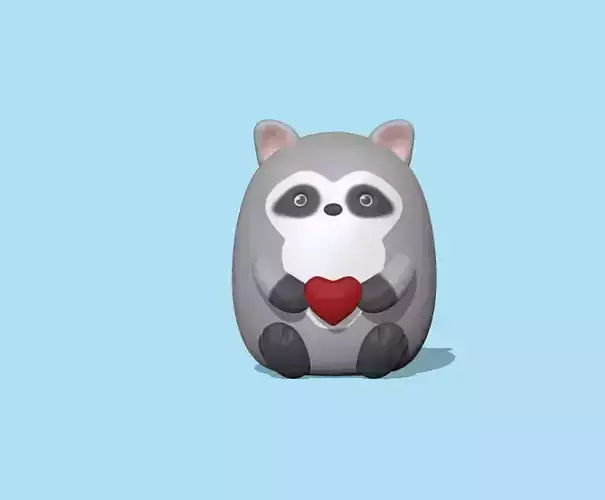 Raccoon with heart to decorate and play
