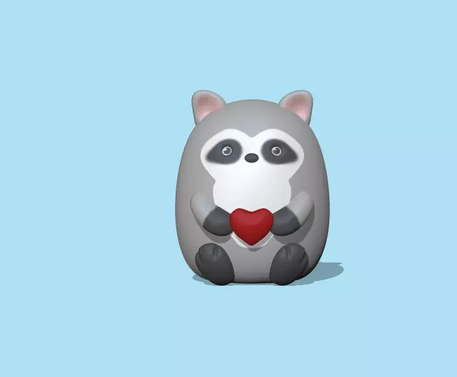 Raccoon with heart to decorate and play 3D print model_0