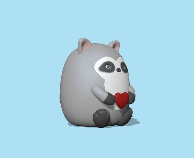 Raccoon with heart to decorate and play 3D print model_1