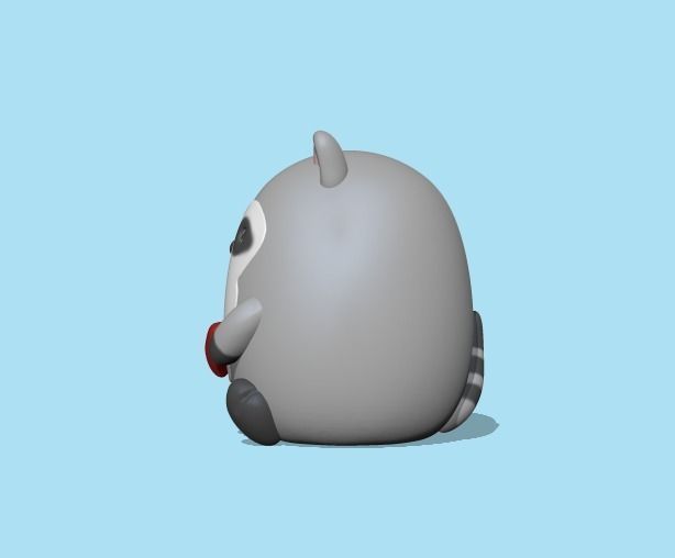Raccoon with heart to decorate and play 3D print model_2