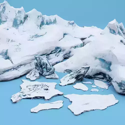 Ice mountain floe cartoon pack 3D model