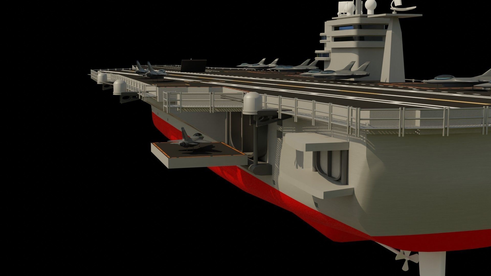 Aircraft Carrier Low-poly 3D model_11