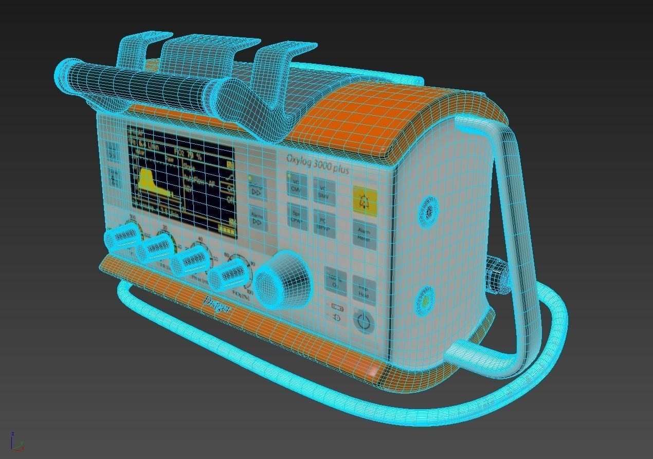 Portable Lung Ventilator Oxylog 300 plus 3D model_1