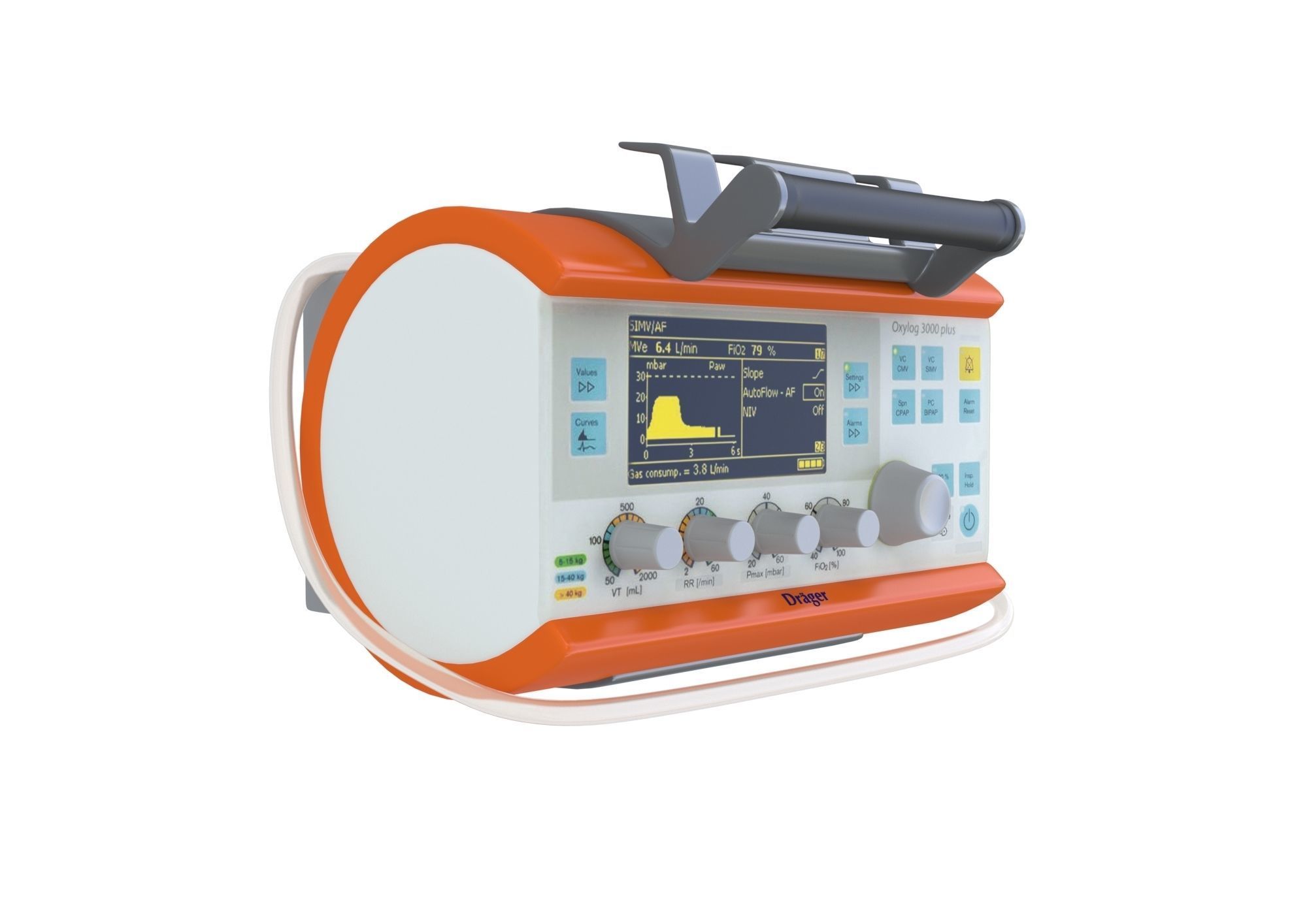 Portable Lung Ventilator Oxylog 300 plus 3D model_2