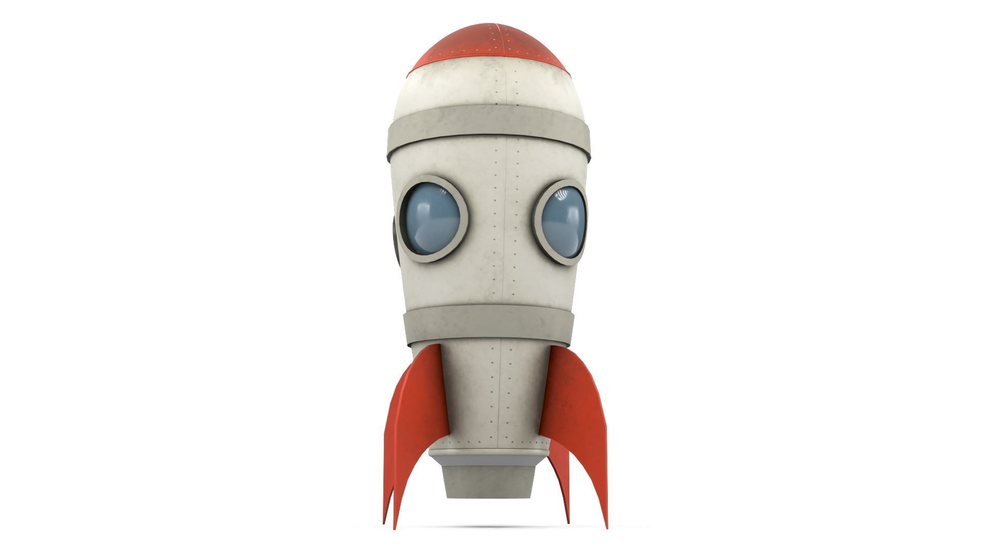 White Metal Rocket Low-poly 3D model_9