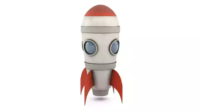 White Metal Rocket Low-poly 3D model