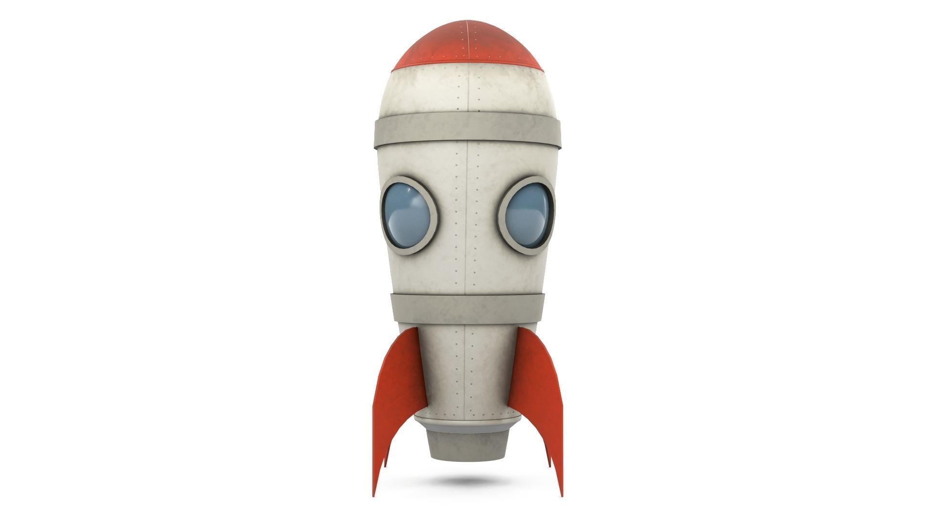 White Metal Rocket Low-poly 3D model_6